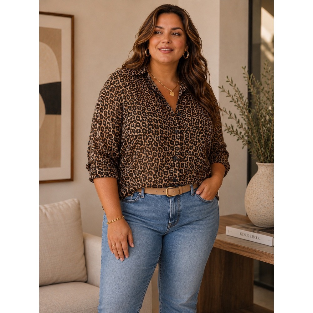 NWT J.Crew Leopard Cupro Button Up Blouse Sheer Animal Print Top Women's 18